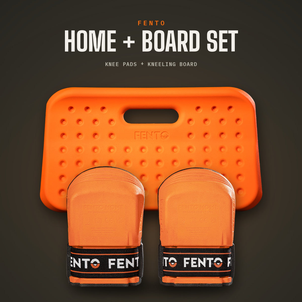 FENTO HOME und BOARD Kniebrett mit orangefarbenen Knieschonern im Set