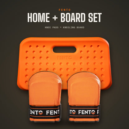 FENTO HOME und BOARD Kniebrett mit orangefarbenen Knieschonern im Set