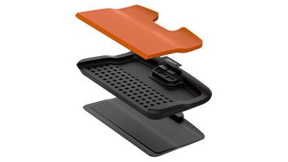 FENTO BOARD M2 mit orangefarbener Oberschicht und schwarzer Unterseite im Schichtaufbau