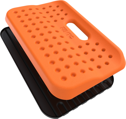 FENTO BOARD Kniebrett in Schrägansicht mit orangefarbener Oberseite